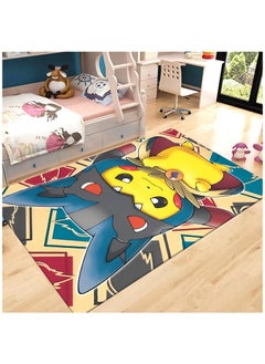 Pokemon Pokémon Pikachu Series Children's Room Crawling Mat Non-Slip Bedside Blanket Living Room Full Carpet Rectangular Soft Touch Non-Slip Carpet (Thick Crystal Velvet Size: 80cmX160cm)  - Image 1