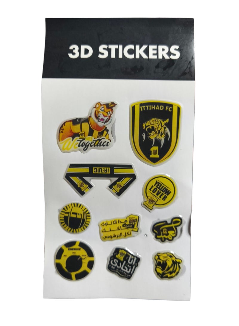 بيوينتي ١٠ قطع من ملصقات ثلاثية الأبعاد لمشجعي فريق نادي الاتحاد لكرة القدم للهواتف المحمولة أو الأسطح الملساء الأخرى - Image 1