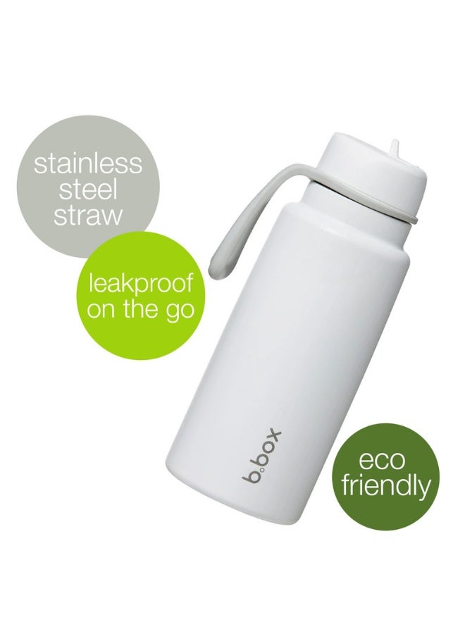 B.Box Insulated Flip Top Water Bottle with Straw | Stainless Steel | Leakproof | BPA-Free | Keeps Drinks Cold up to 46 Hours | 1L (33.8 fl oz / 34oz)-White Out - Image 2