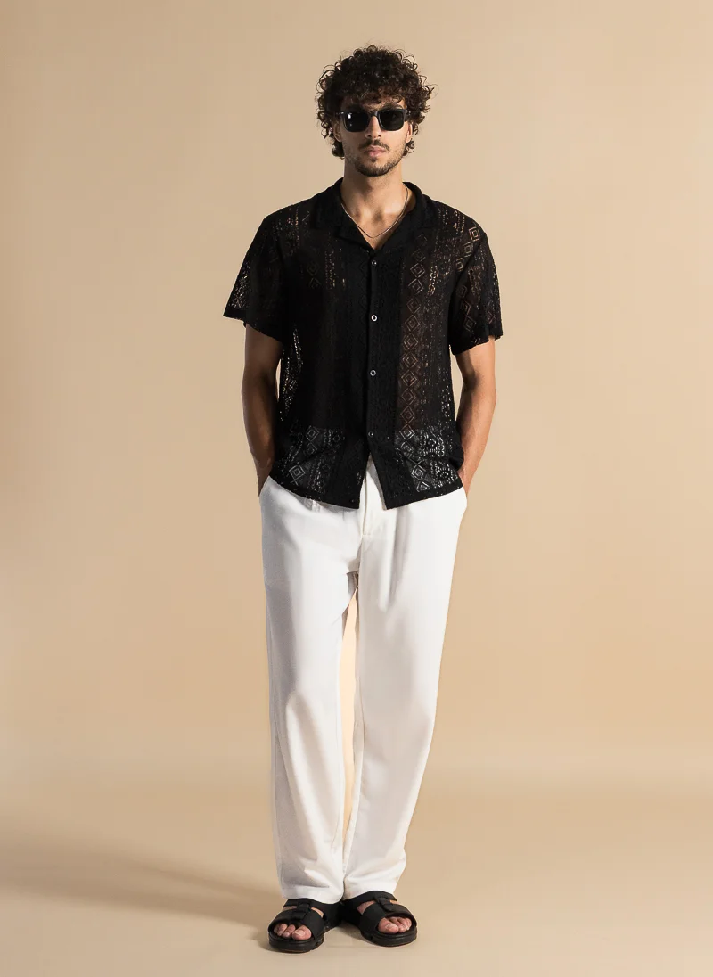 SHAPES TEXTURED SEMI-SHEER SHIRT