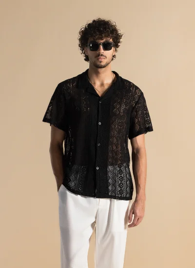 SHAPES TEXTURED SEMI-SHEER SHIRT