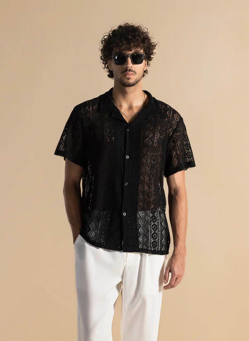 SHAPES TEXTURED SEMI-SHEER SHIRT