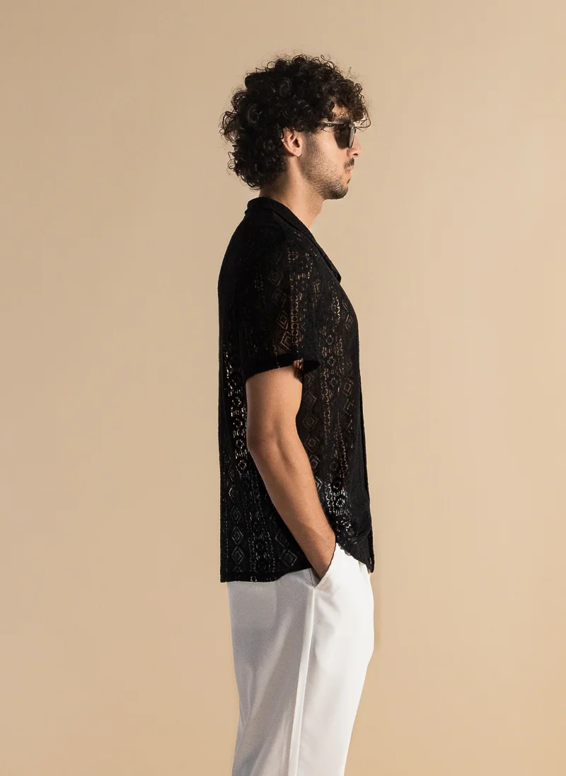 SHAPES TEXTURED SEMI-SHEER SHIRT