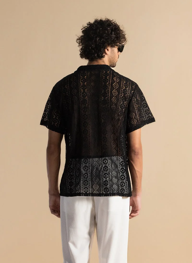 شايبس قميص شبه شفاف بنقوش