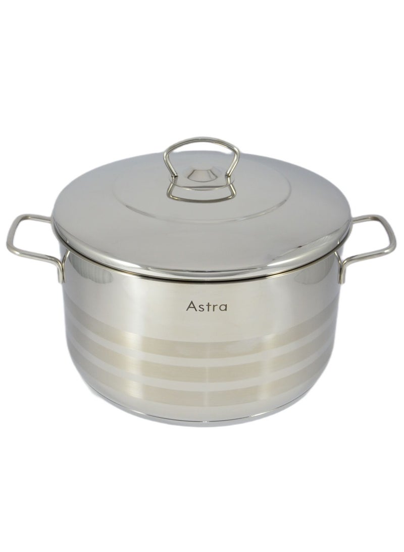 Astra طاجن أسترا - سعة 14.8 لتر - ستانلس ستيل 18/10 كروم-نيكل 32X18.5 سم - فضي - Image 2