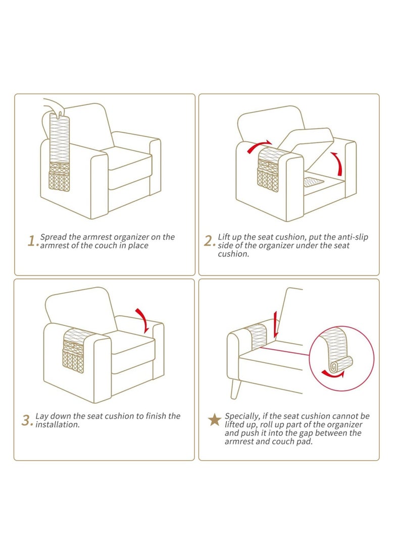 Generic - Sofa Armrest Organizer, Remote Control Holder for Recliner Couch, Arm Chair Caddy with 5 Pockets for Magazine-Remote control-Tablet-Phone-iPad-Books-Glasses - Image 1
