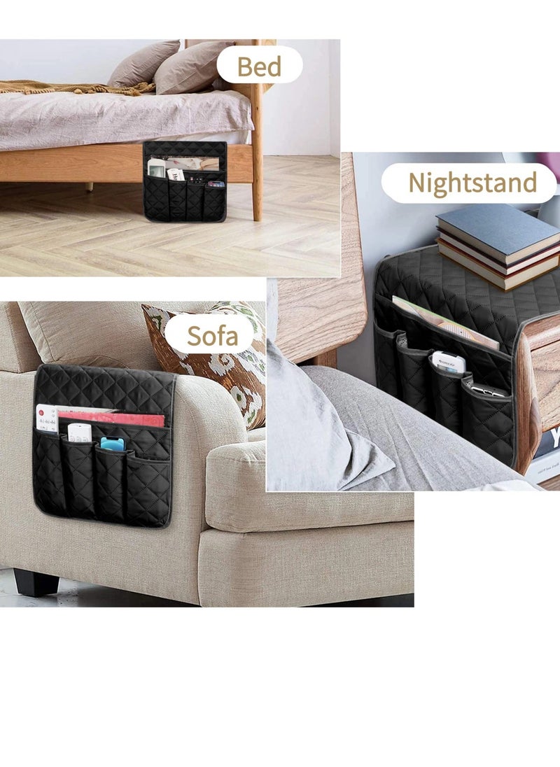 Generic - Sofa Armrest Organizer, Remote Control Holder for Recliner Couch, Arm Chair Caddy with 5 Pockets for Magazine-Remote control-Tablet-Phone-iPad-Books-Glasses - Image 1