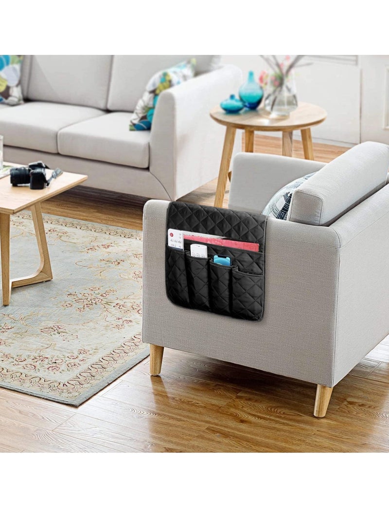 Generic - Sofa Armrest Organizer, Remote Control Holder for Recliner Couch, Arm Chair Caddy with 5 Pockets for Magazine-Remote control-Tablet-Phone-iPad-Books-Glasses - Image 1