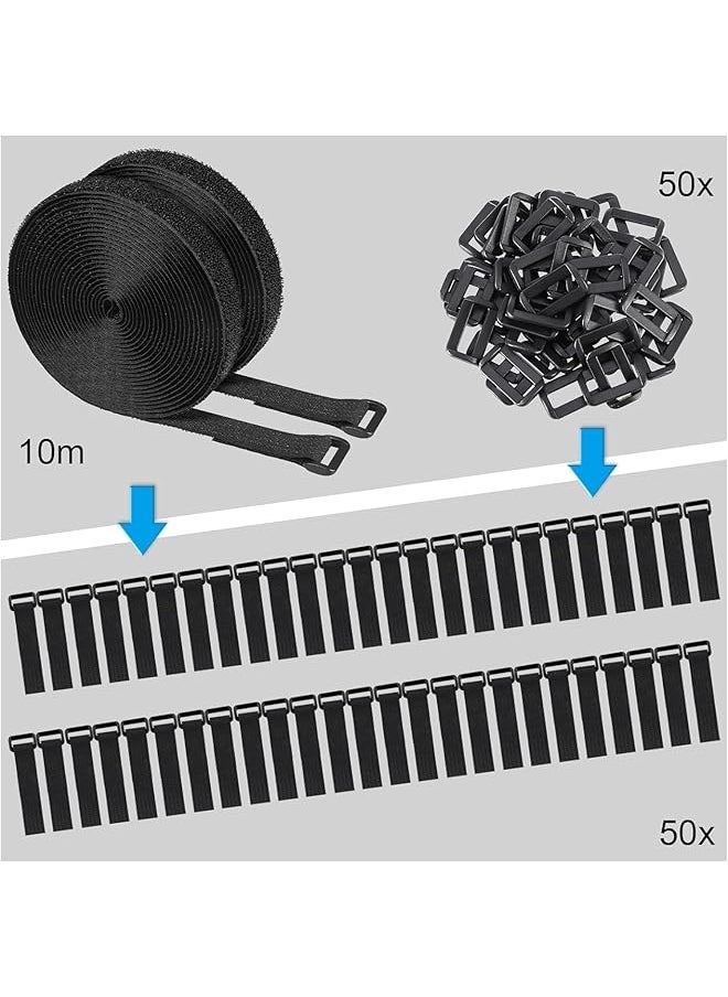erorex - 2 Pcs Velcro Cable Ties 10M Adjustable Velcro Cable Straps Heavy Duty With 50 Buckles Free Cut Self Hook And Loop Securing Strap For Cable Tidy Wire Management Cord Organiser - Image 1