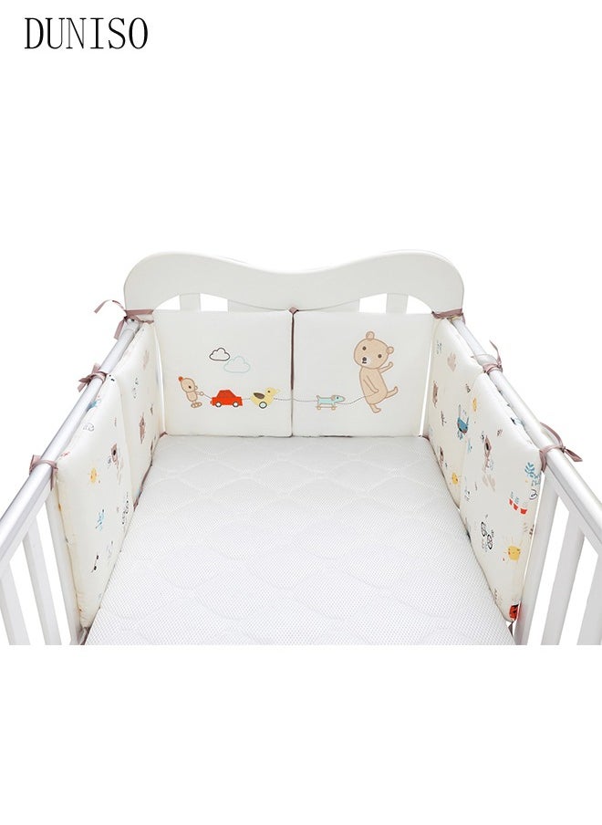 DUNISO 6-piece set of high-quality pure cotton baby crib cushion, baby crib crash pad, used as a sleep protection pad for boys, babies and girls  - Image 1