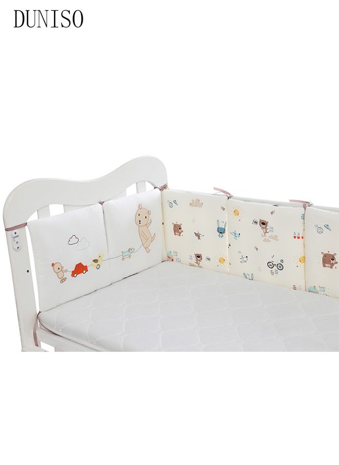 DUNISO 6-piece set of high-quality pure cotton baby crib cushion, baby crib crash pad, used as a sleep protection pad for boys, babies and girls  - Image 4