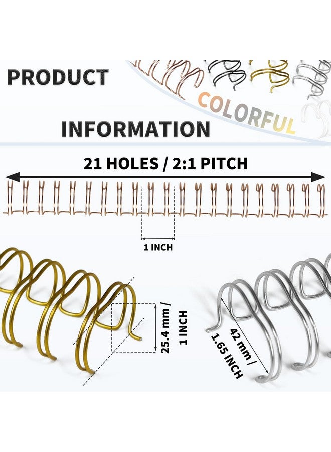 RAYSON RAYSON Double Loop Wire Binding Spines, 1 Inch, 21 Holes, 2:1 Pitch, Binding Capacity 45-240 Sheets, Letter Size, Pack of 50 with Black, White, Rose Gold, Silver, Golden Multicolor  - Image 5