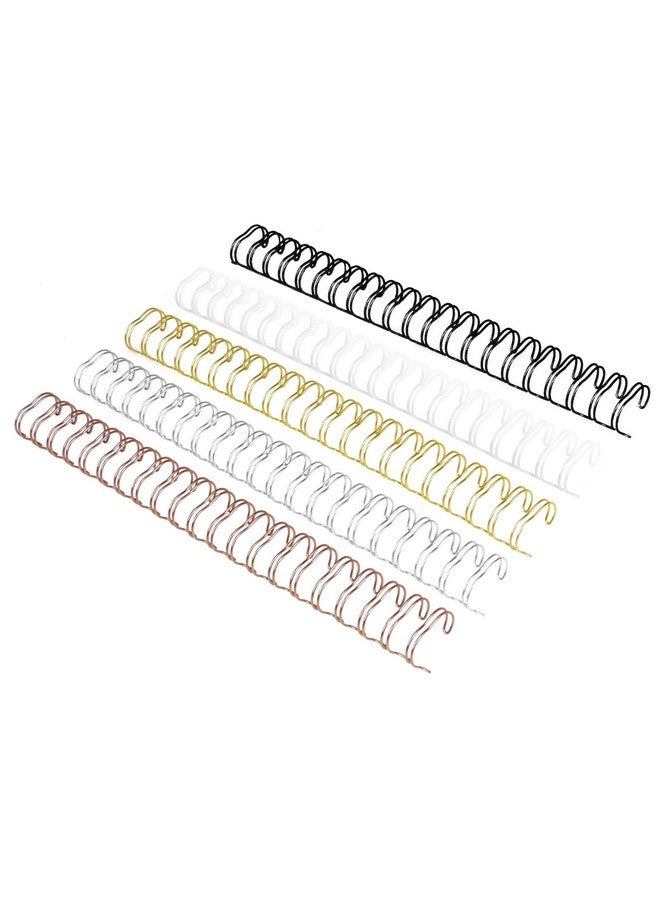 RAYSON RAYSON Double Loop Wire Binding Spines, 1 Inch, 21 Holes, 2:1 Pitch, Binding Capacity 45-240 Sheets, Letter Size, Pack of 50 with Black, White, Rose Gold, Silver, Golden Multicolor  - Image 1