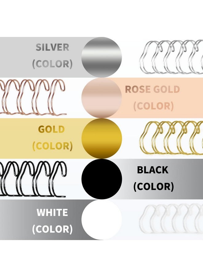RAYSON RAYSON Double Loop Wire Binding Spines, 1 Inch, 21 Holes, 2:1 Pitch, Binding Capacity 45-240 Sheets, Letter Size, Pack of 50 with Black, White, Rose Gold, Silver, Golden Multicolor  - Image 2