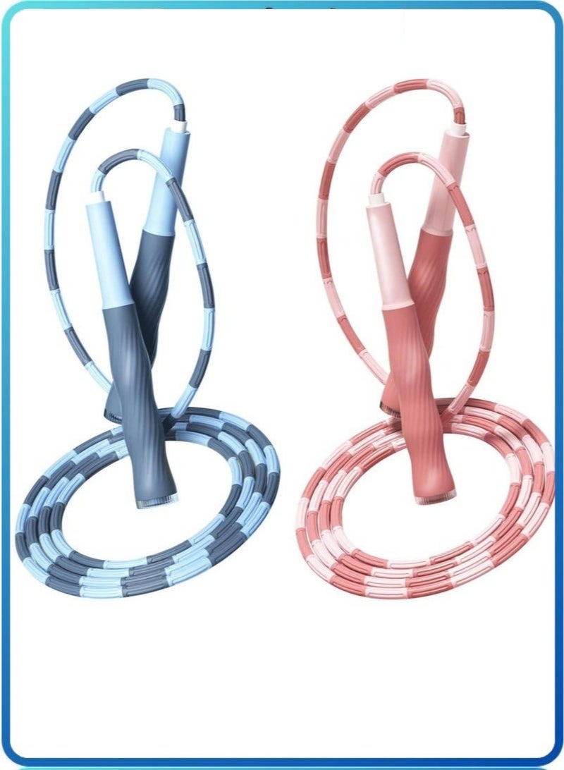 DURKU Soft Beaded Jump Rope, Adjustable Tangle Free Skipping Rope with Soft Anti-slip Handles, 9.2 Feet Segmented Kids Jumping Rope for Men, Women, Kids Keeping Fit, Training (2-Pack) - Image 1