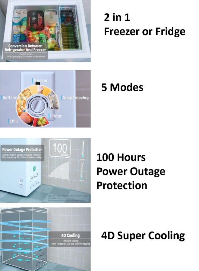 جنرال لاينز درجة حرارة مزدوجة - فريزر أفقي - 3.5 قدم - 99 لتر - أبيض - GLCF101D - Image 3