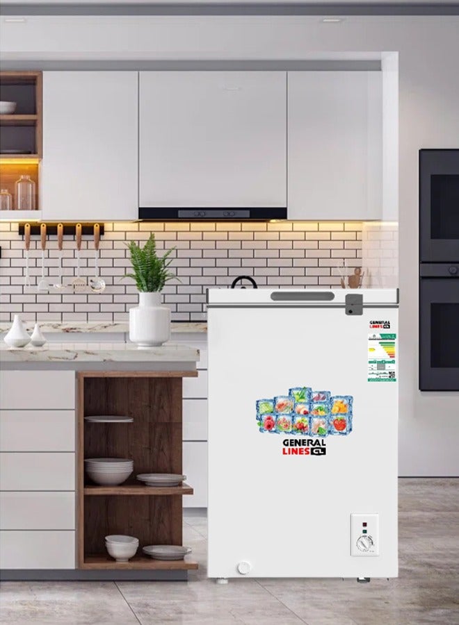 جنرال لاينز درجة حرارة مزدوجة - فريزر أفقي - 3.5 قدم - 99 لتر - أبيض - GLCF101D - Image 5