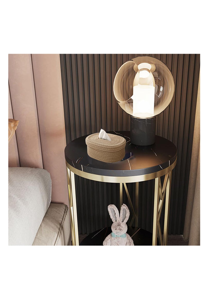 Excefore Cotton Facial Tissues Boxes, Oval Shape Tissue Holders, Suitable for Home Office Table Caramel (Khaki) - Image 3