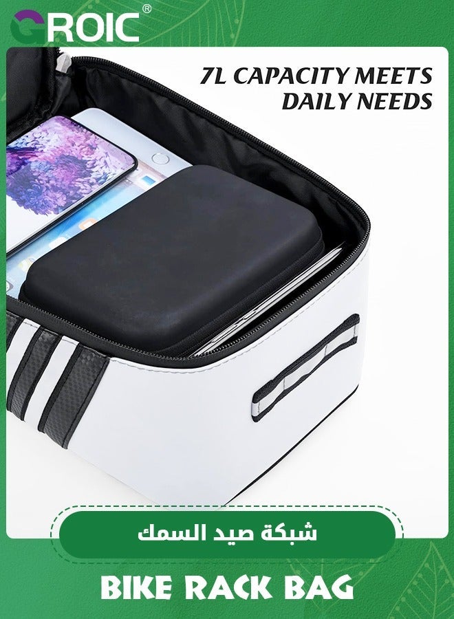 GROIC Bike Reflective Trunk Bags Waterproof Rear Rack Bag for Bicycle, 8L Capacity Insulated Storage Pannier Cargo With Strips Outdoor Travel Camping Picnic Commute - Image 3