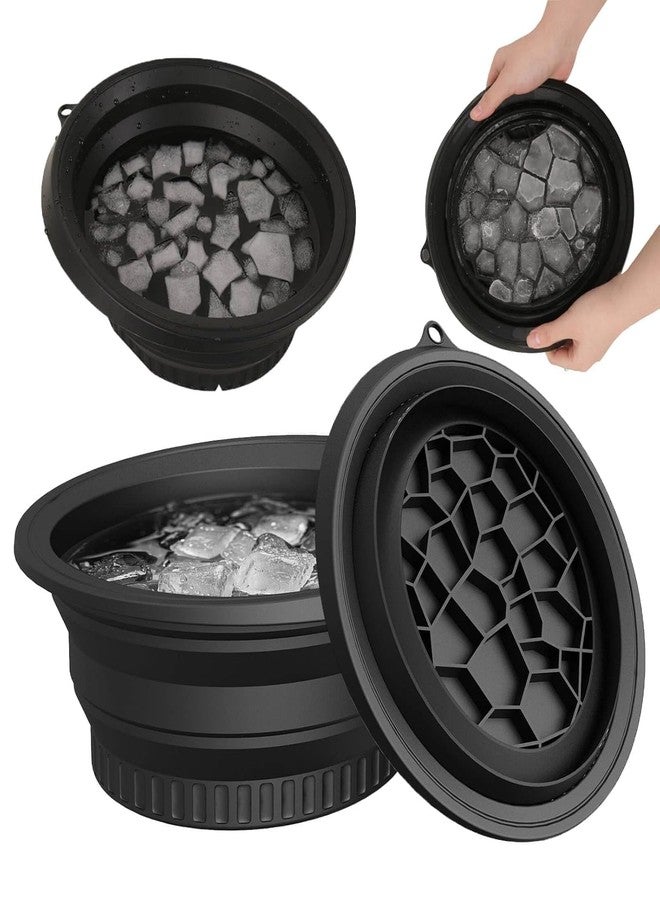 Face Bowl for Ice with Built-In Ice Tray,Facial Ice Bath Bowl, Portable Foldable Facial Plunge Bowl, Collapsible for Face Ice Bath Home & Travel (PACK OF 1) (1PIS+BLACK+FACE+BOWL)/1885 - Image 1