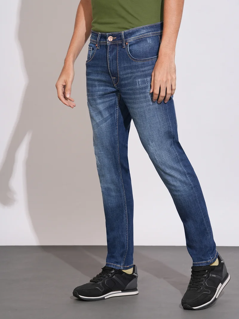 Being Human DARK TONE Men Regular Fit Mid-Rise Mildly Distressed Light Fade Jeans for Men | Best Price UAE