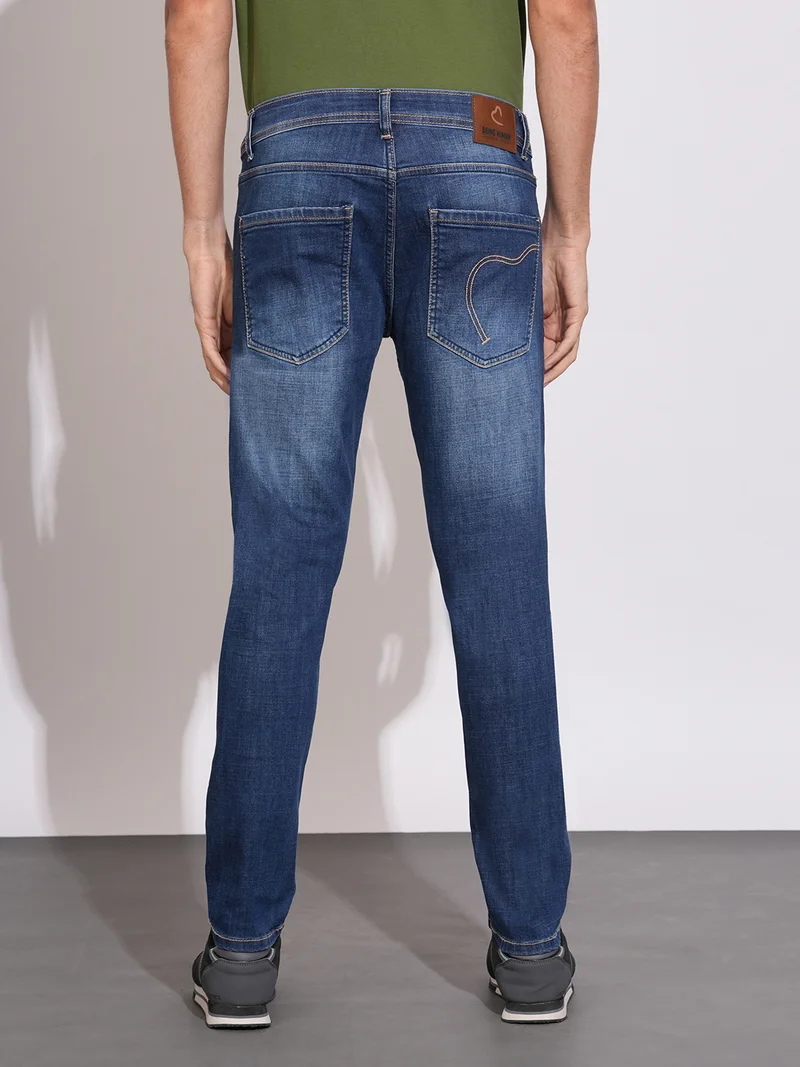 Being Human DARK TONE Men Regular Fit Mid-Rise Mildly Distressed Light Fade Jeans for Men | Best Price UAE