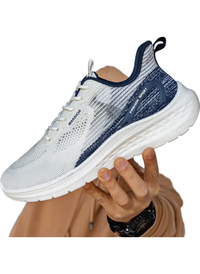Warrior Official Running Shoes For Men, Summer Breathable Lightweight Soft-Soled Mesh Shoes, Shock-Absorbing Casual Sports Shoes, White And Blue, Size 43 - Image 3