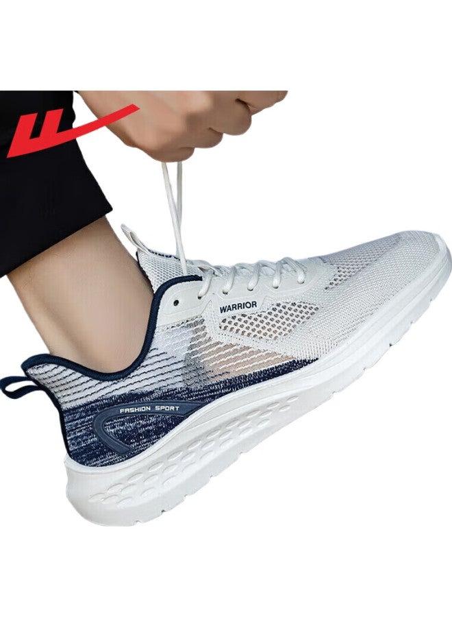 Warrior Official Running Shoes For Men, Summer Breathable Lightweight Soft-Soled Mesh Shoes, Shock-Absorbing Casual Sports Shoes, White And Blue, Size 43 - Image 2