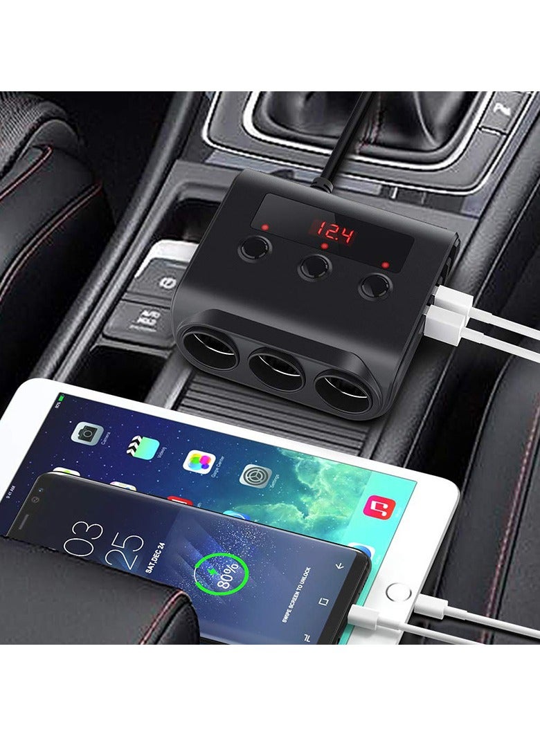 Car mounted one to three with switch voltage display 4USB charging 120W - Image 5