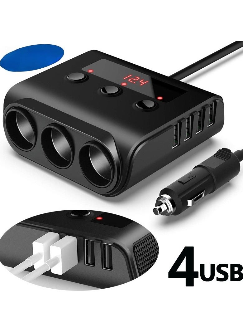Car mounted one to three with switch voltage display 4USB charging 120W - Image 4