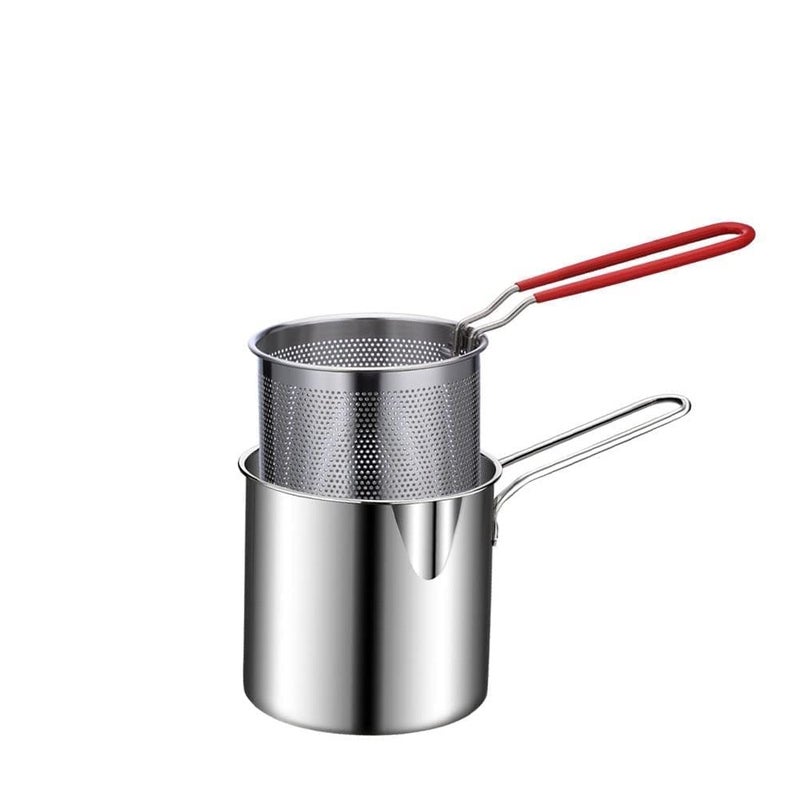 Homenity Stainless Steel Deep Frying Strainer Oil Basket With Fryer Tong French Fries Basket Fry Pan Deep Fryer Pot Potato Chips Rack Mini Mesh Pot Chicken Fryer For Kitchen 1200ML - Image 2