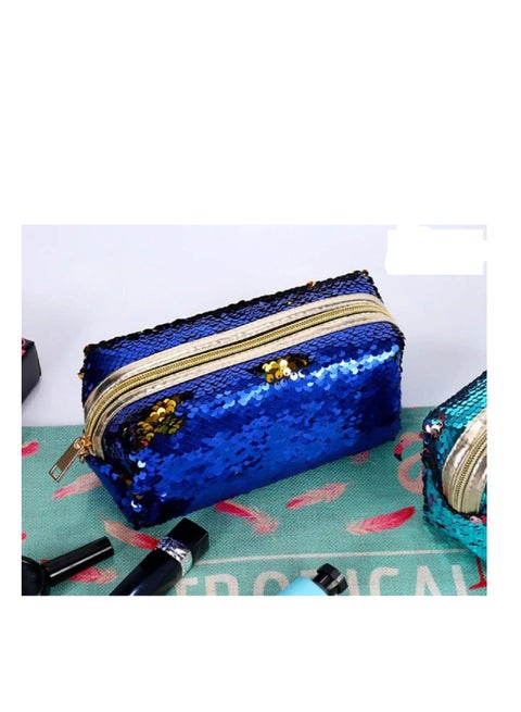Color changeable Pencil case for girls and ladies(Blue/Gold)
