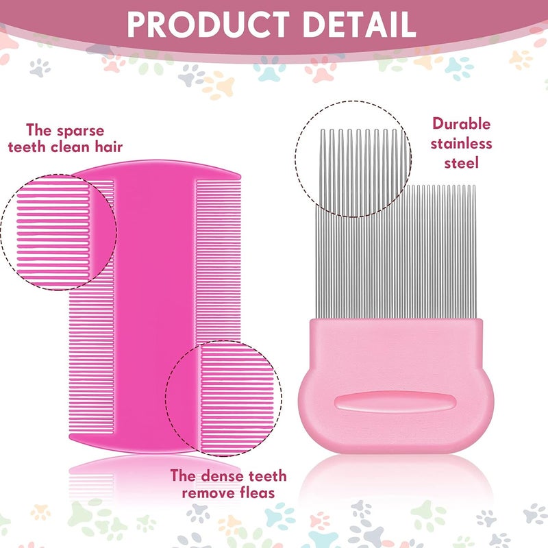 Maitys 8 Pieces Flea Lice Combs Double Sided Lice Removal Comb Hair Grooming Comb with Metal Teeth (4 x 2 Inch, 2.24 x 2.24 Inch, Pink, Light Blue, Blue, White, Green, Red, Yellow) - Image 4