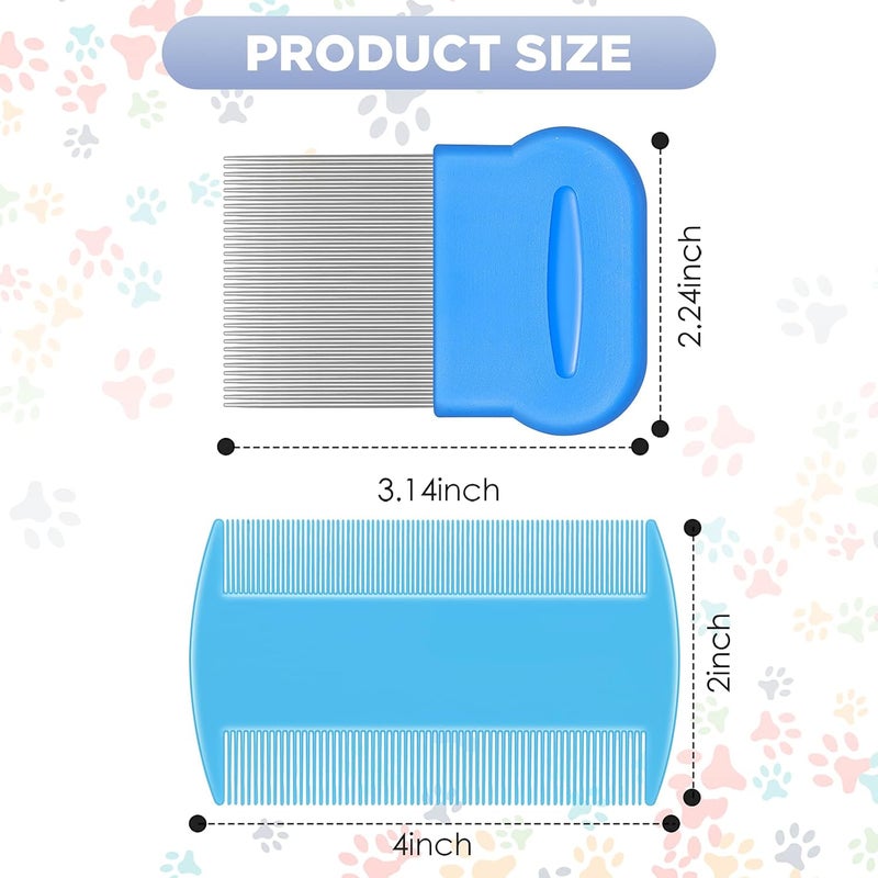 Maitys 8 Pieces Flea Lice Combs Double Sided Lice Removal Comb Hair Grooming Comb with Metal Teeth (4 x 2 Inch, 2.24 x 2.24 Inch, Pink, Light Blue, Blue, White, Green, Red, Yellow) - Image 2