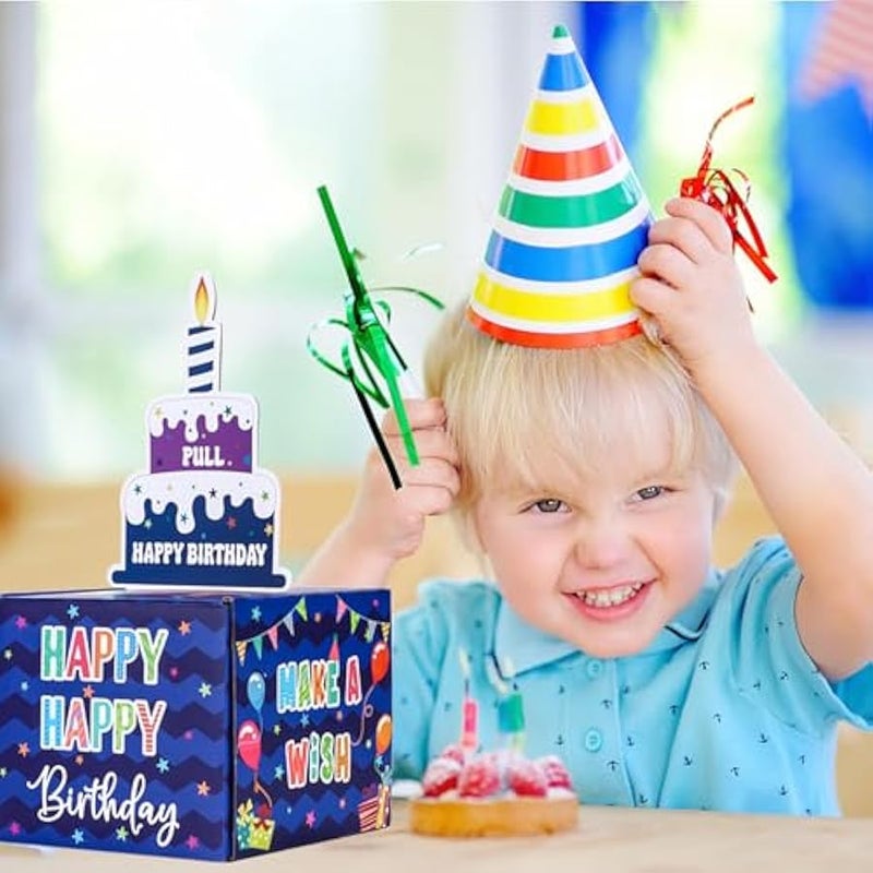 Birthday Money Box for Cash Gift Pull, Surprise Gift Boxes for Money, Money Holder Box with Pull Out Happy Birthday Card and 100Pcs Transparent Bags, Money Gift Ideas for Kids and Adults - Image 3