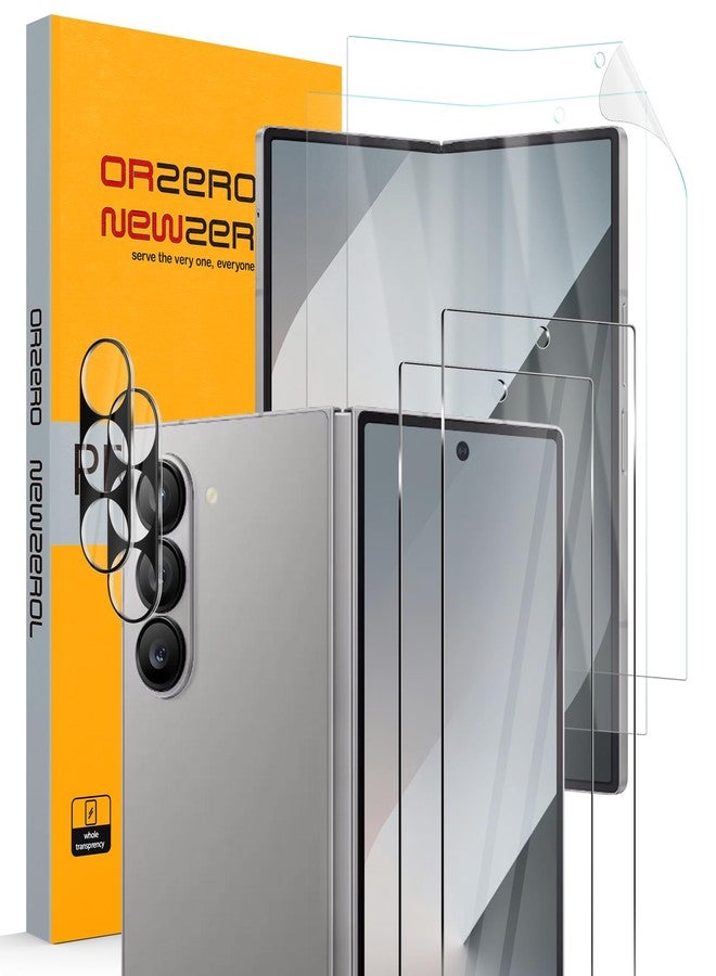 Orzero 6 in 1 for Samsung Galaxy Z Fold 6 5G: EPU Inner Screen Protector, Tempered Glass Front Screen Protector, Camera Lens Protector (2 Pack Each) - HD Bubble-Free Anti-Scratch - Image 1
