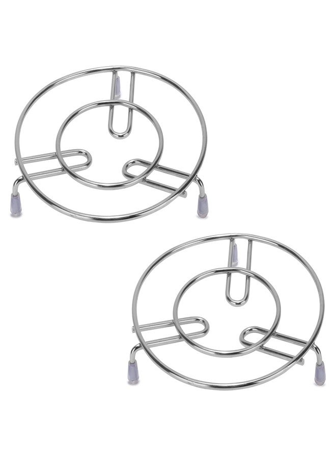 VK15 COLLECTION Stainless Steel Hot Pot Stand for Kitchen Utensil Vessel Holder/Dining Table/Cooker Ring/Pan Stand/Cooling Steaming Rack Stand Trivet Patila Stand for Kitchen (Pack of 2) - Image 1