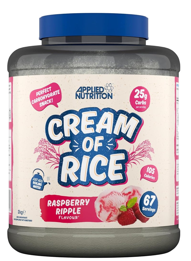 Applied Nutrition Cream Of Rice - High Carbohydrate Cream Of Rice Supplement, Source Of Energy For Breakfast & Snacks, Easy To Digest, Low Sugar, Low Fat, Vegan, 2Kg (Raspberry Ripple)