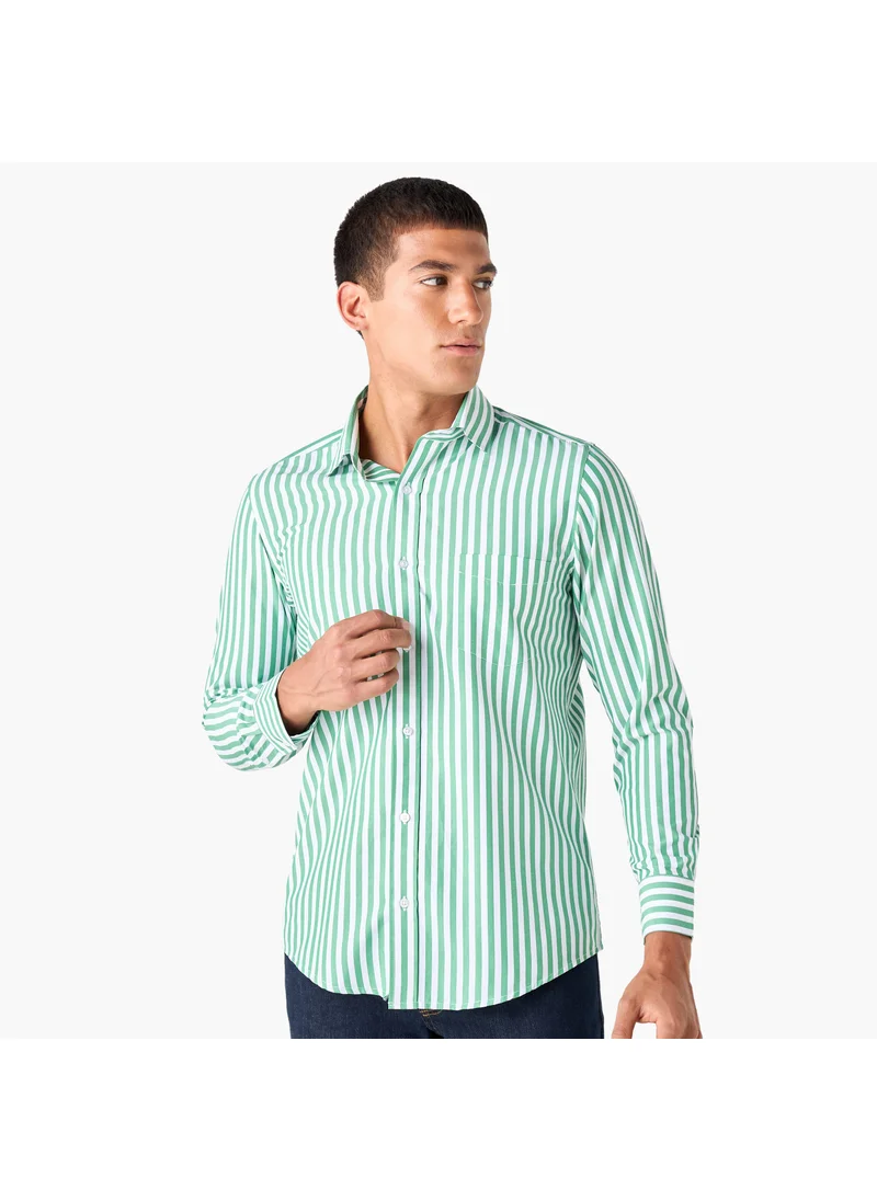 سبلاش فيڤ Regular Fit Striped Shirt with Collar and Long Sleeves