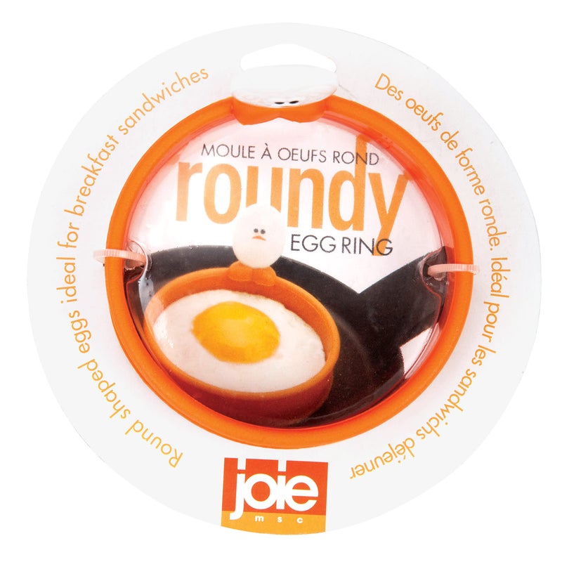 joie MSC International FBA_50600 50666 Joie Eggy 3.5" Non-Stick Silicone Compact Egg Ring with Folding Handle, Orange - Image 1