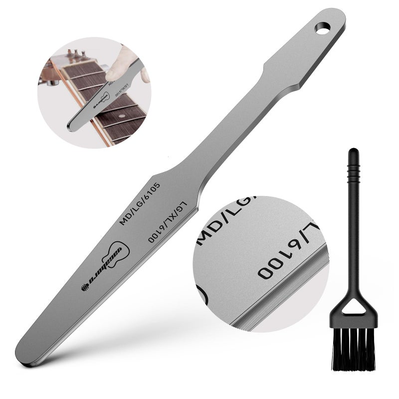 Vacaboro Guitar Fret File, Double-Side Fret Crowning File, Professional High Carbon Steel Design Fret File for Electric, Acoustic and Bass Guitars - MD, LG, XL Frets with Clean brush - Image 1