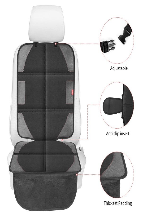 LUILANC Car Seat Protector with Thickest Padding,Waterproof 600D with Storage Pockets,Non-Slip Pets Fabric Child Baby Cover Leather Reinforced Vehicle Seat 1 Pack (Black) - Image 4