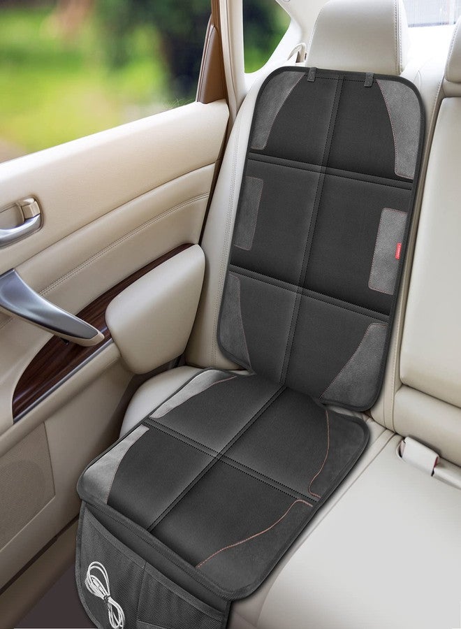 LUILANC Car Seat Protector with Thickest Padding,Waterproof 600D with Storage Pockets,Non-Slip Pets Fabric Child Baby Cover Leather Reinforced Vehicle Seat 1 Pack (Black) - Image 3