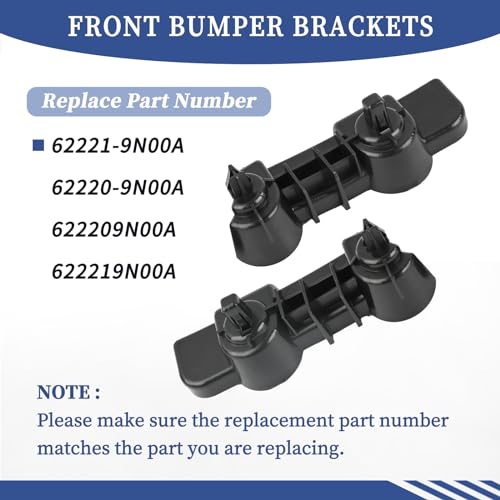 Getfarway حاملات مصد أمامية بلاستيكية سوداء للجانب الأيسر والأيمن من Getfarway 62221-9N00A 62220-9N00A متوافقة مع نيسان ماكسيما سيدان 2009-2015 - Image 3