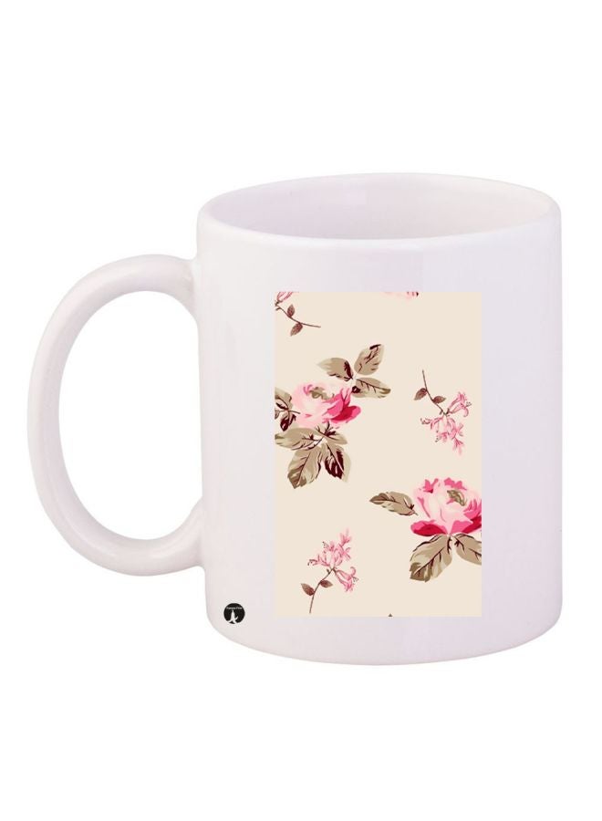 RYN Floral Printed Coffee Mug White/Beige/Pink 11ounce