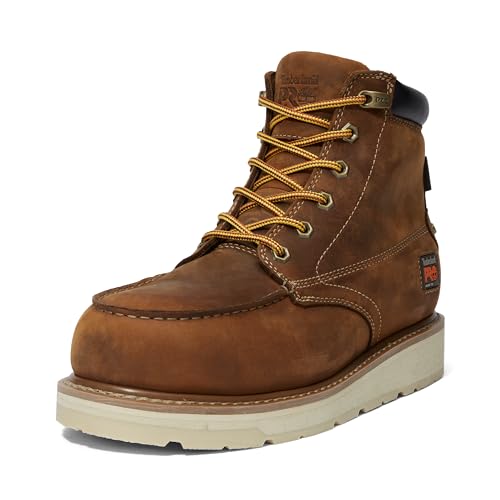 Timberland حذاء عمل ويدج صناعي مضاد للماء من تيمبرلاند برو للرجال بارتفاع 6 بوصات مع مقدمة أمان من سبائك الألومنيوم، بني ذهبي - 2024 جديد، 9M - Image 1