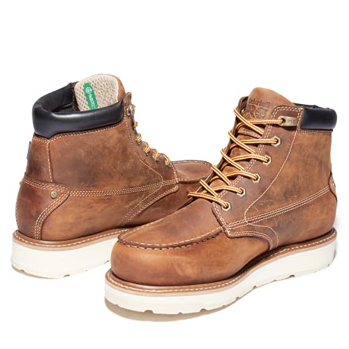 Timberland حذاء عمل ويدج صناعي مضاد للماء من تيمبرلاند برو للرجال بارتفاع 6 بوصات مع مقدمة أمان من سبائك الألومنيوم، بني ذهبي - 2024 جديد، 9M - Image 2