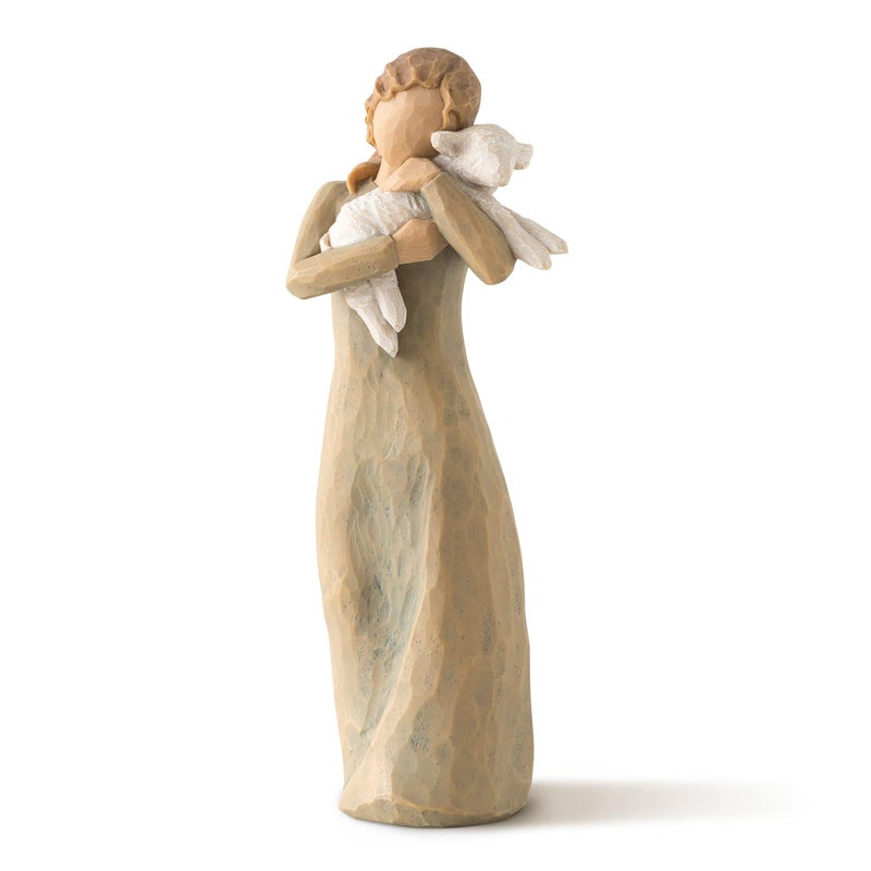 Willow Tree Peace on Earth an Embrace of Peace Figure Holds Lamb as Expression of Peaceful Blessings for Christmas Nativity Daily Inspiration for Peace and Hope Sculpted HandPainted Figure