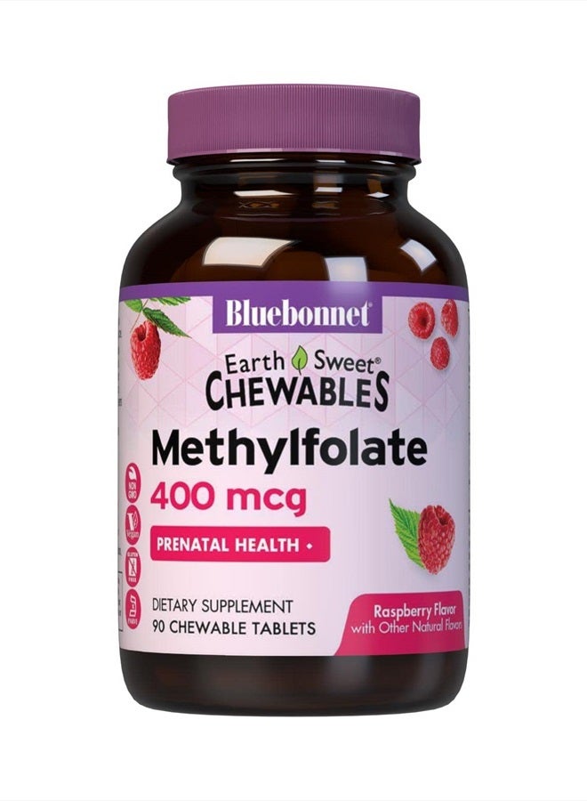 Bluebonnet أقراص ميثيلفولات النشطة الخلوية من إيرث سويت 400 ميكروغرام قابلة للمضغ، 90 حبة - Image 1