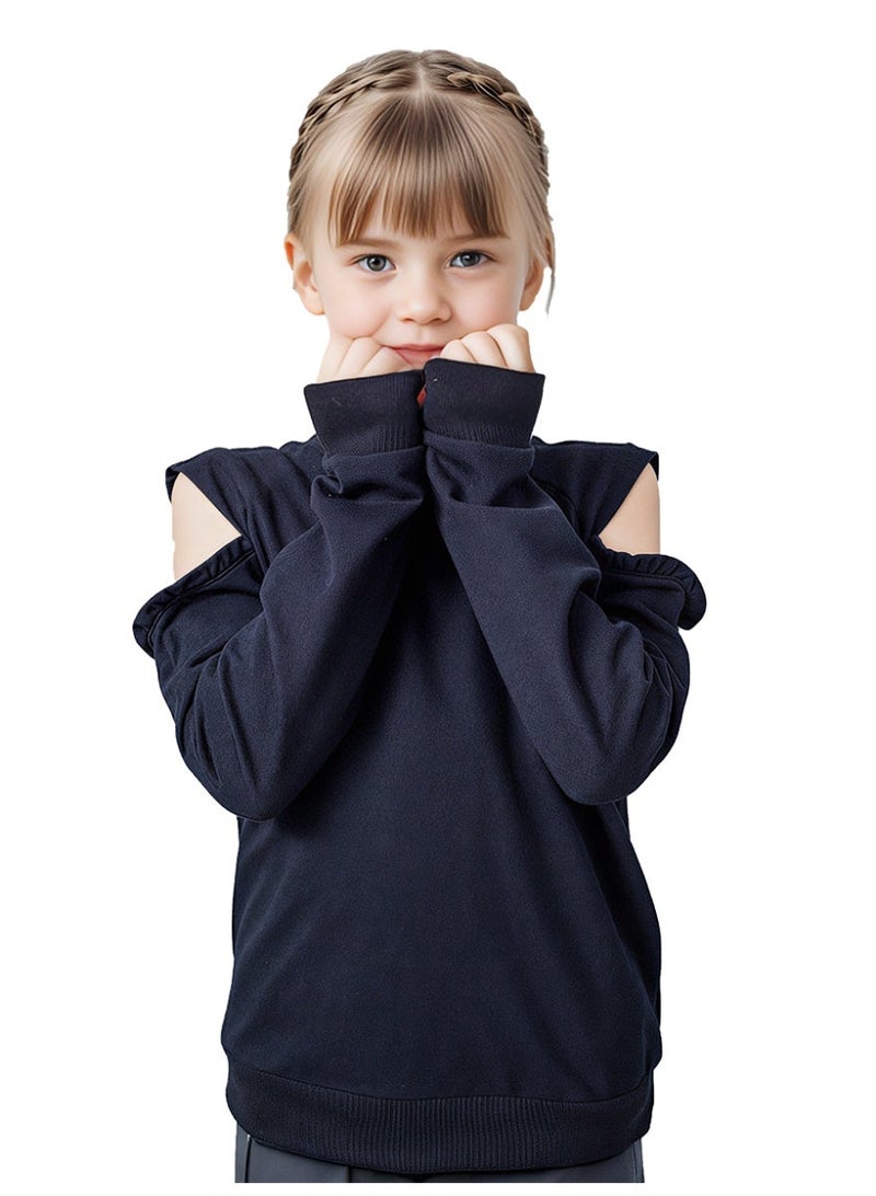 ويني بي سترة فتيات بتصميم الكولد شولدر، باللون الأسود، بأكمام طويلة، مع تفاصيل رuffles، وتصميم روز "دييدريم بيليفر" 8-16 سنة - Image 5